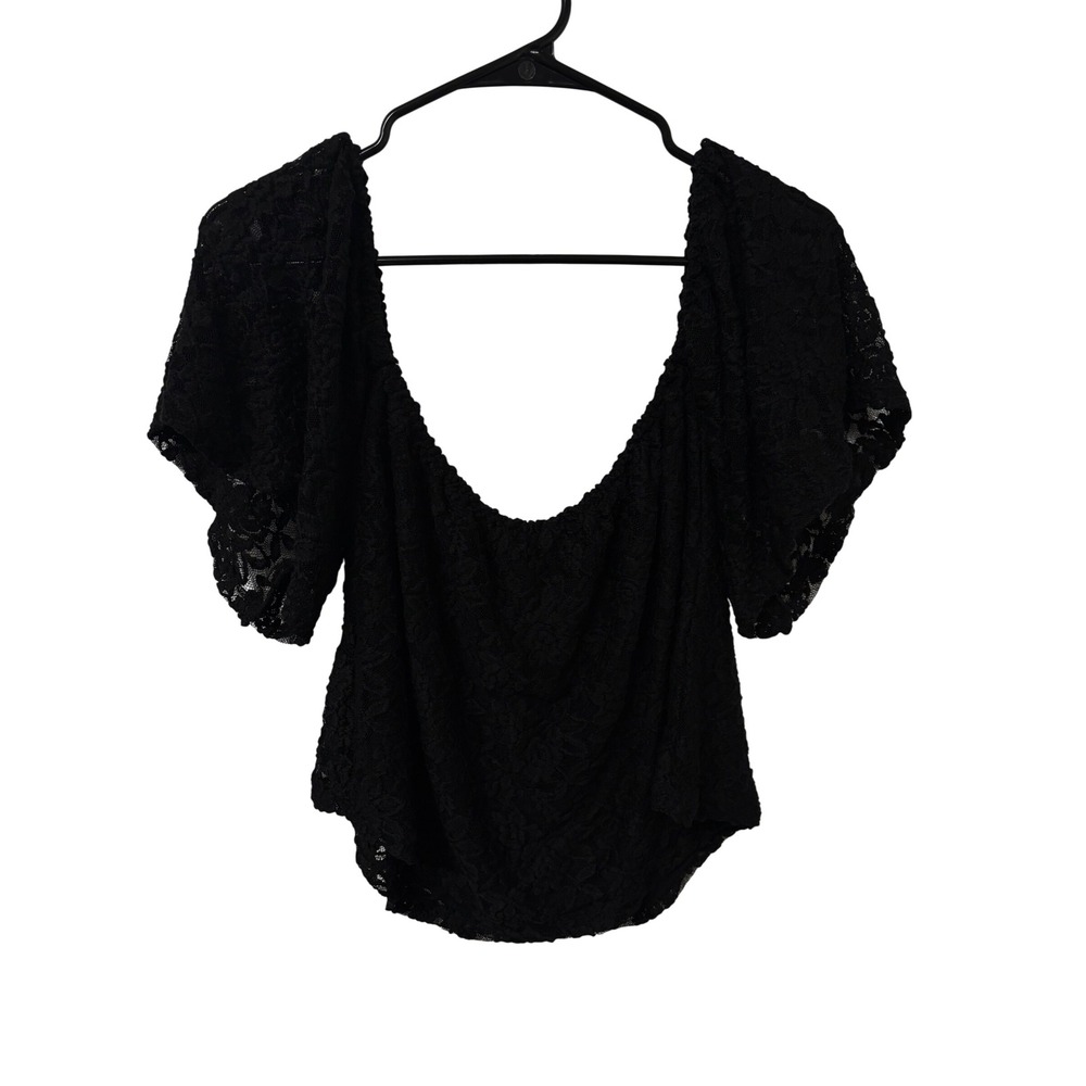 Whimsigoth Y2K Black Floral Sheer Lace Off Shoulder Top Witchy Vamp Dark Romance